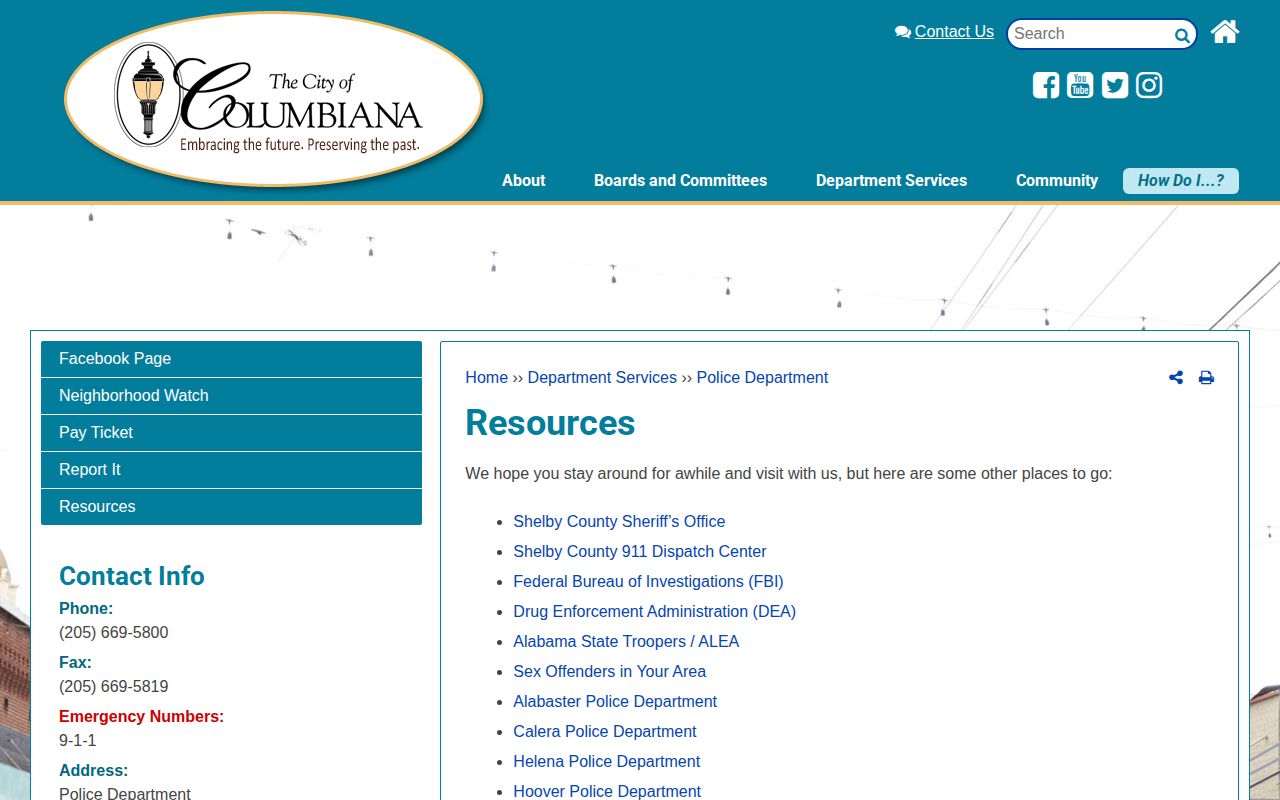 Columbiana Police resources for arrest record routing