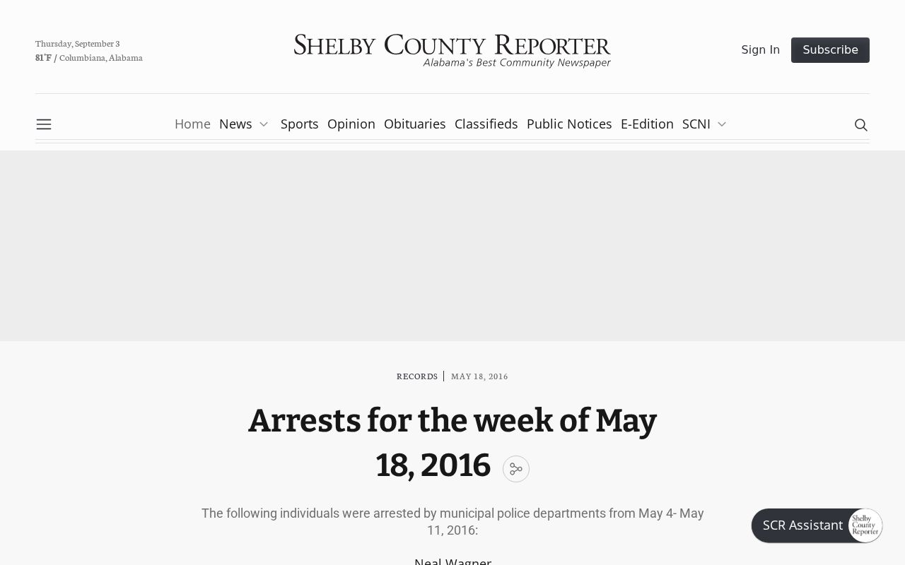 Shelby County arrest report from local weekly news